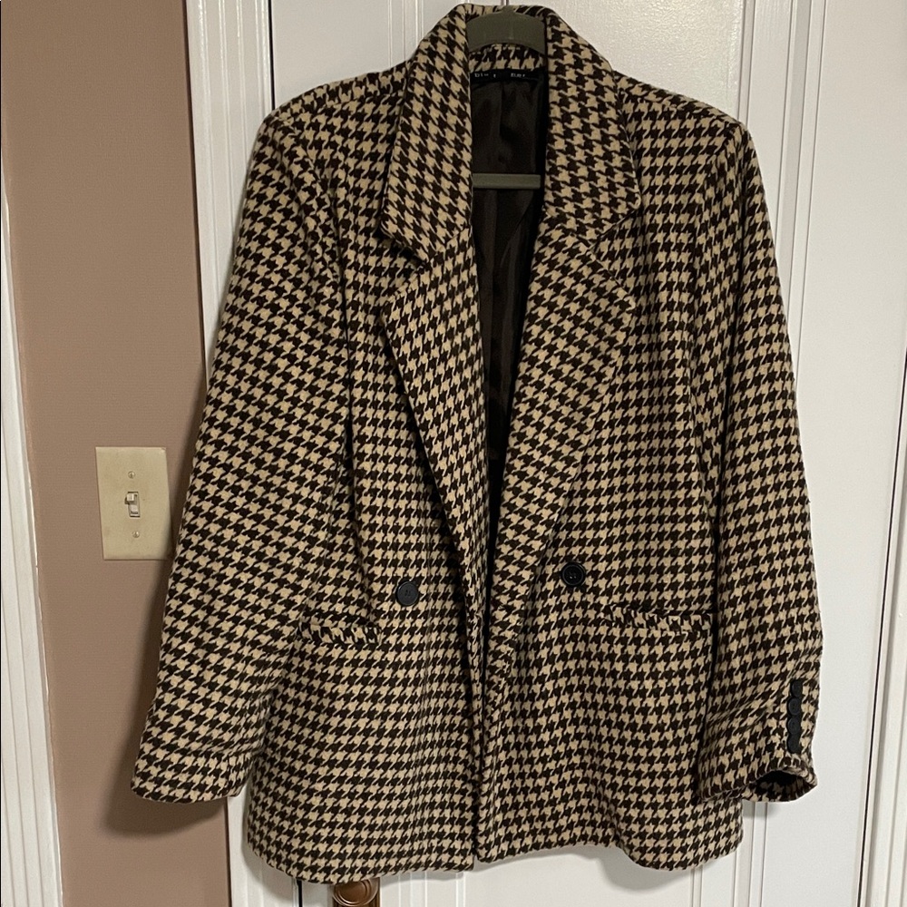 Blu Pepper Oversized Houndstooth Patterned Jacket - image 1